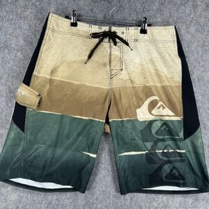 Quiksilver Board Shorts Mens 34 Multicolor Map Print Cypher Kelly Slater Surf